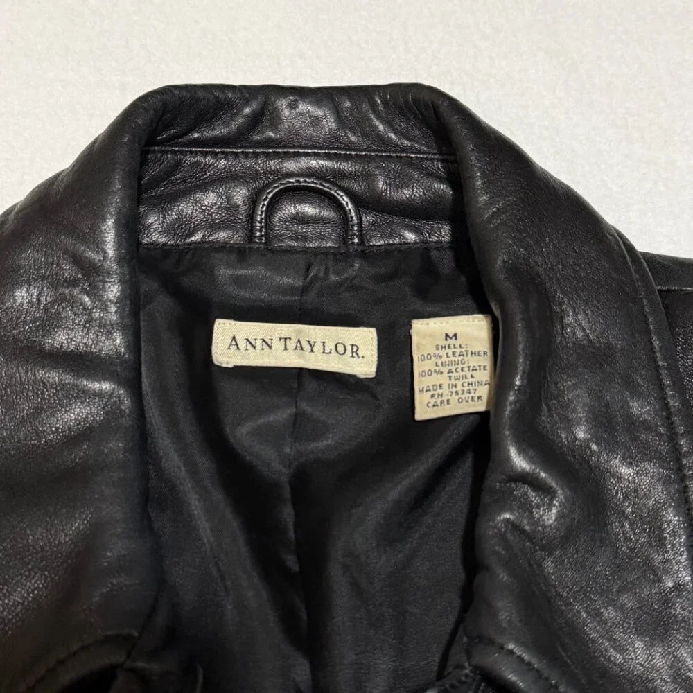 Ann Taylor 100% Leather Jacket M - Picture 2 of 7